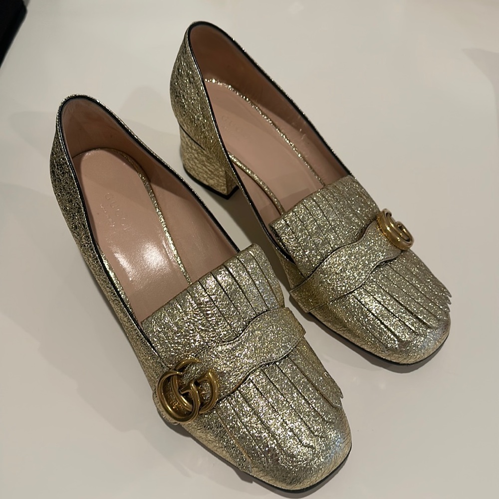 GUCCI GOLD LOAFERS